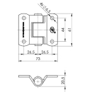 SPP - screw-on hinge, ZW-02.40, 61 x 73 mm