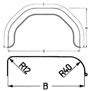 Plastic single-axle mudguard profile 12/40 B180 S660 H330