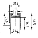 Airline lashing rail, aluminum, W 31.5mm, H 46.5mm