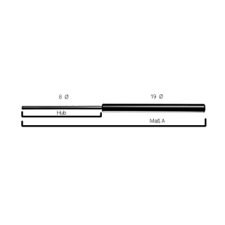 585 mm total length stroke 250 mm rod 8 mm tube 19 mm Ø