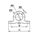 Pair of bearing blocks for screwing on 127.P pin 45 mm